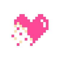 Pixel heart pink 8 bit for poster, print, design, elements vector