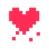 Pixel heart red 8 bit for poster pattern, print, design, elements vector