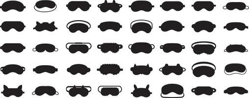 Set of eye sleep mask silhoutte. black sleeping mask  vector isolated on a white background