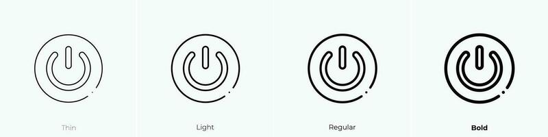 power button icon. Thin, Light, Regular And Bold style design isolated on white background vector