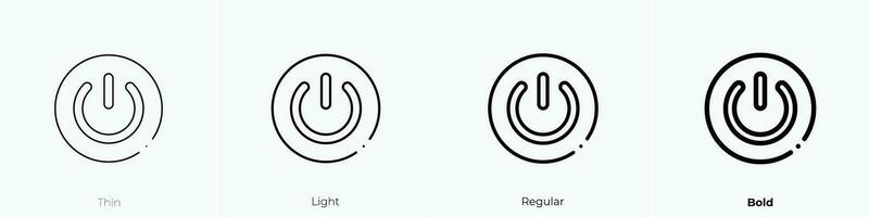 power button icon. Thin, Light, Regular And Bold style design isolated on white background vector