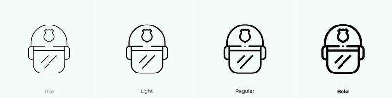police helmet icon. Thin, Light, Regular And Bold style design isolated on white background vector