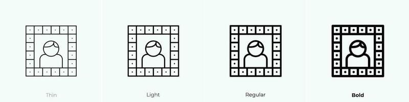 portrait icon. Thin, Light, Regular And Bold style design isolated on white background vector
