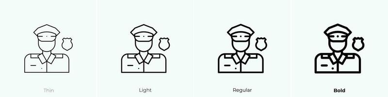 policeman icon. Thin, Light, Regular And Bold style design isolated on white background vector