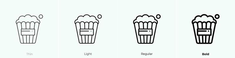 popcorn icon. Thin, Light, Regular And Bold style design isolated on white background vector