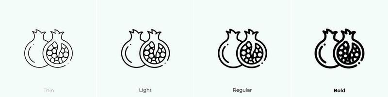 pomegranate icon. Thin, Light, Regular And Bold style design isolated on white background vector