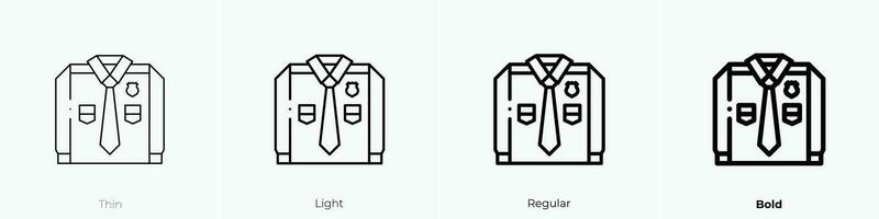 police uniform icon. Thin, Light, Regular And Bold style design isolated on white background vector