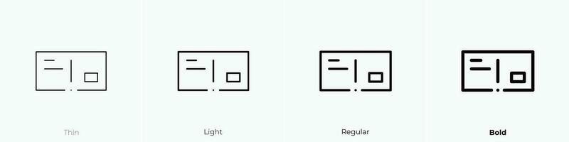 tarjeta postal icono. delgado, luz, regular y negrita estilo diseño aislado en blanco antecedentes vector