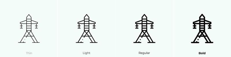 power line icon. Thin, Light, Regular And Bold style design isolated on white background vector