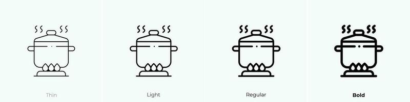 pot icon. Thin, Light, Regular And Bold style design isolated on white background vector