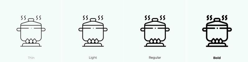 pot icon. Thin, Light, Regular And Bold style design isolated on white background vector