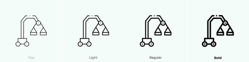 portátil icono. delgado, luz, regular y negrita estilo diseño aislado en blanco antecedentes vector