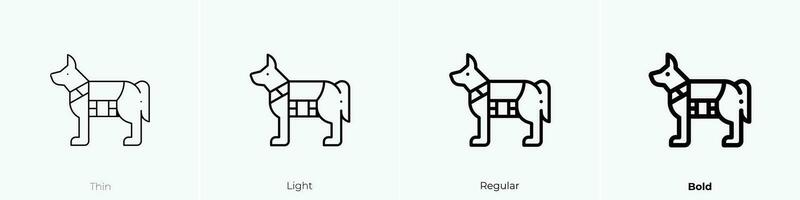 policía perro icono. delgado, luz, regular y negrita estilo diseño aislado en blanco antecedentes vector