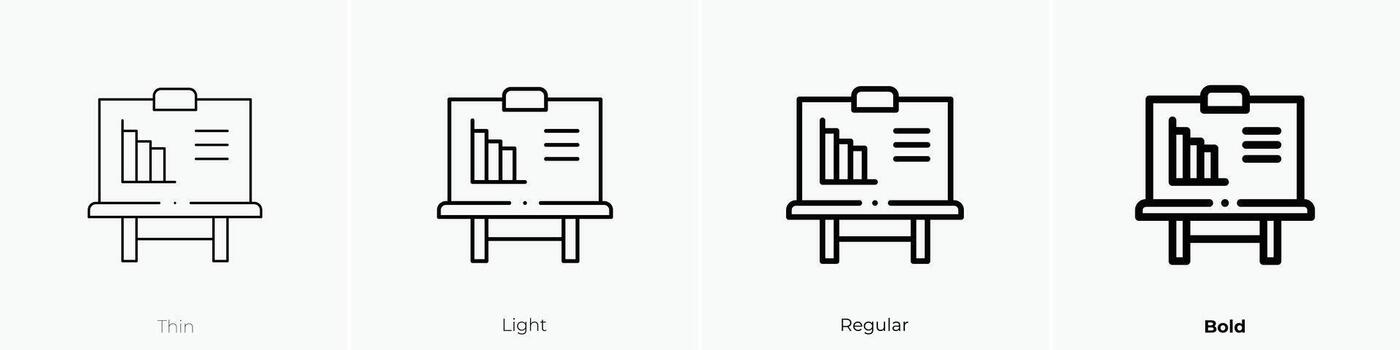 presentación icono. delgado, luz, regular y negrita estilo diseño aislado en blanco antecedentes vector