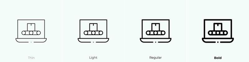 production icon. Thin, Light, Regular And Bold style design isolated on white background vector