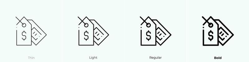 price label icon. Thin, Light, Regular And Bold style design isolated on white background vector