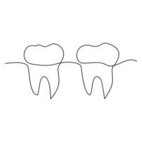 Teeth single line continuous  outline vector art drawing and simple one line teeth minimalist design