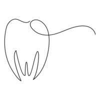 Teeth single line continuous  outline vector art drawing and simple one line teeth minimalist design