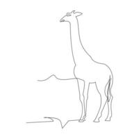 Giraffe one line continuous outline vector art drawing and simple minimalist design