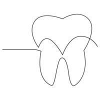 Teeth single line continuous  outline vector art drawing and simple one line teeth minimalist design