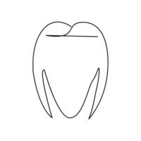 Teeth single line continuous  outline vector art drawing and simple one line teeth minimalist design