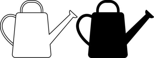 outline silhouette watering can icon set vector