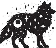 Wolf silhouette editable vector illustration isolated over white background