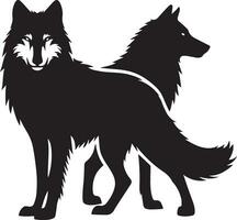 Wolf silhouette editable vector illustration isolated over white background