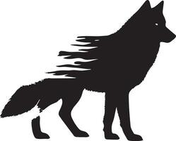 Wolf silhouette editable vector illustration isolated over white background