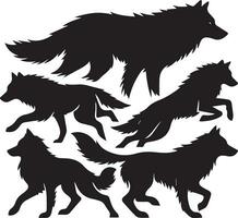 Wolf silhouette editable vector illustration isolated over white background