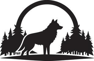 Wolf silhouette editable vector illustration isolated over white background