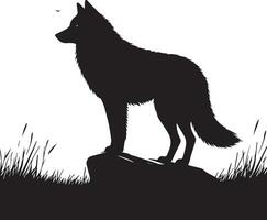 Wolf silhouette editable vector illustration isolated over white background