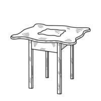 Sketch of a four post extendable table. Desk, diet table, desktop, kitchen table. Piece of furniture vector