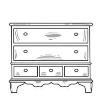 Sketch of a chest of drawers. Piece of furniture for storage. Furniture for bedroom, study, living room, bathroom vector