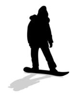 Silhouette of a snowboarder standing on a board vector