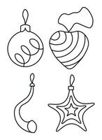 Sketch outline of Christmas tree decorations vector