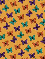 Pattern with colorful, vibrant butterflies, repeating background vector