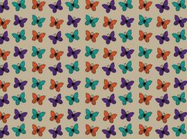 Pattern with colorful, vibrant butterflies, repeating background vector