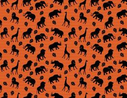 African themed pattern, with African themed sculpture and animals from the African savannah vector