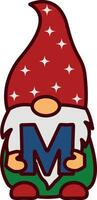 Christmas Gnome With Letter M Multilayer Template vector