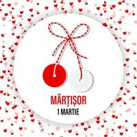 Martisor, symbol of spring. Traditional spring holiday in Romania and Moldova. March 1. Holiday card, banner, vector. vector