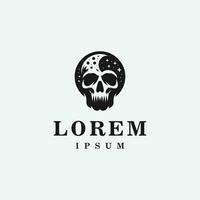 Skull logo design in fierce style, monochrome, black and white vector