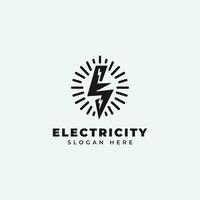 eléctrico logo diseño, en un monocromo, sencillo estilo, y en negro y blanco vector