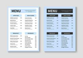 Menu template for restaurant and cafe. Minimalist restaurant menu booklet design. Brochure, cover, flyer design. Vector illustration