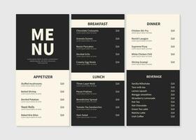 Elegant restaurant menu design template. Menu layout design for restaurants and cafe. Vector illustration