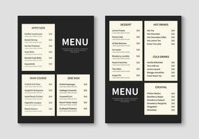 Elegant restaurant menu design template. Menu layout design for restaurants and cafe. Vector illustration