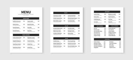 Elegant restaurant menu design template. Menu layout design for restaurants and cafe. Vector illustration