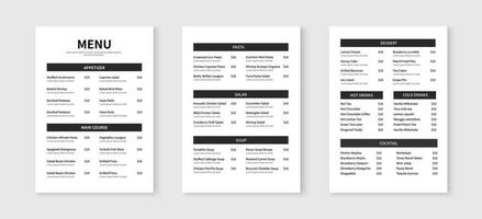 Elegant restaurant menu design template. Menu layout design for restaurants and cafe. Vector illustration