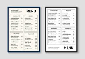 Menu template for restaurant and cafe. Minimalist restaurant menu booklet design. Brochure, cover, flyer design. Vector illustration