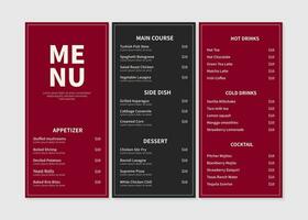 Elegant restaurant menu design template. Menu layout design for restaurants and cafe. Vector illustration